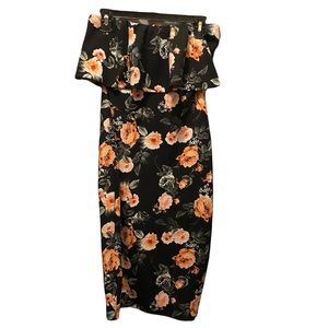 Derek Heart Floral Strapless Dress